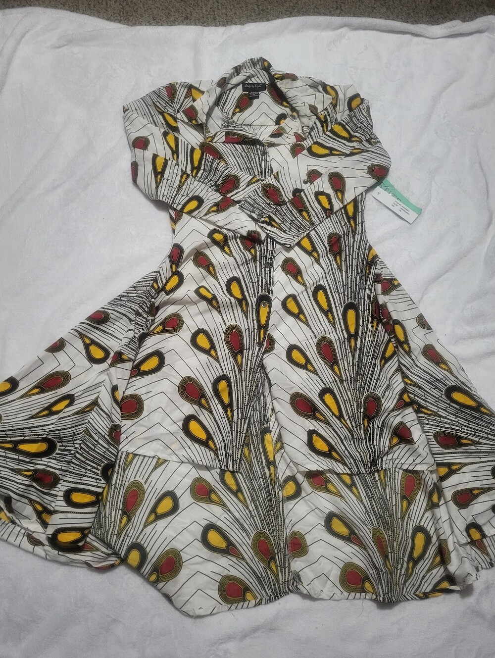 Step N Style Nwt Size Pm White Peacock Print Dress